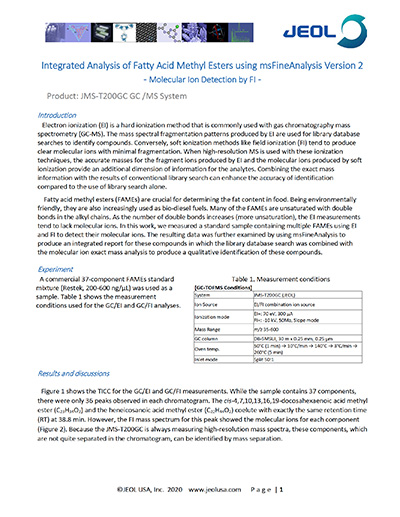 Integrated Analysis of Fatty Acid Methyl Esters using msFineAnalysis v2 - MSTips 301